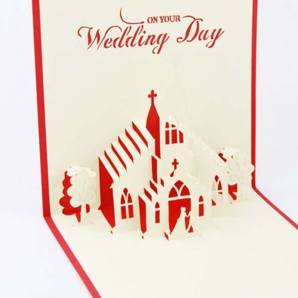*WEDDING* Red 3D Pop-Up Marriage Greeting Card - Picture 2 of 3